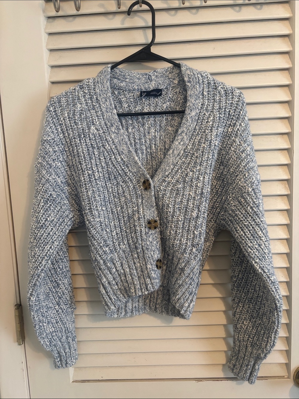 GAP Marled Light blue Chunky V‑Neck Button Cardigan